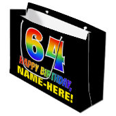64e verjaardag: Vet, Vun, Eenvoudig, Regenboog 64 Groot Cadeauzakje (Voorkant Gekanteld)