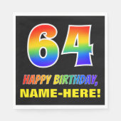 64e verjaardag: Vet, Vun, Eenvoudig, Regenboog 64 Servet (Voorkant)