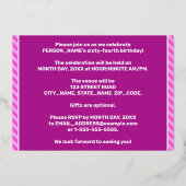 64e verjaardag — Vet, vuurtje, roze band # 64 Folie Uitnodiging (Achterkant)