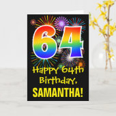 64e verjaardag: vuurwapenpatroon + regenboog 64 kaart (Gele Bloem)