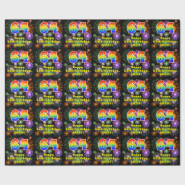 64e verjaardag: vuurwerk, regenboogblik # "64" cadeaupapier