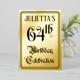 64e verjaardagsfeest — Elegant script + aangepaste Folie Uitnodiging
