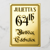 64e verjaardagsfeest — Elegant script + aangepaste Folie Uitnodiging (Voorkant)