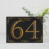 64e Verjaardagsfeest, Gatsby stijl, zwart goud gli Kaart (Staand voorkant)