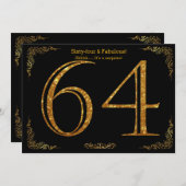 64e Verjaardagsfeest, Gatsby stijl, zwart goud gli Kaart (Voorkant / Achterkant)