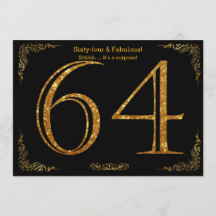 64e Verjaardagsfeest, Gatsby stijl, zwart goud gli Kaart