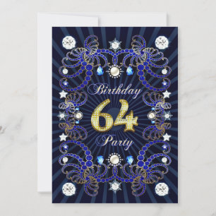 64e verjaardagsfeest met massa's juwelen kaart