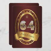 64e, verjaardagsfeest vrouw man, elegante kleur kaart (Voorkant / Achterkant)