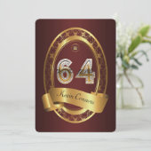 64e, verjaardagsfeest vrouw man, elegante kleur kaart (Staand voorkant)