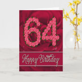 64e verjaardagskaart met rozen en bladeren kaart (Gele Bloem)