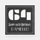 64ste verjaardag: Art Deco Geïnspireerde look "64" Servet (Voorkant)