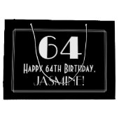 64ste verjaardag: Art Deco Geïnspireerde stijl "64 Groot Cadeauzakje (Achterkant)