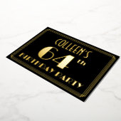 64ste verjaardag: Art Deco Kijk "64", met naam Folie Uitnodiging (Gedraaid)