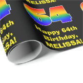 64ste verjaardag: Leuke, kleurrijke regenboog geïn Cadeaupapier (Rol Hoek)