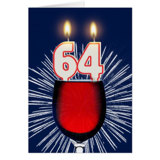 64ste Verjaardag met wijn en kaarsen Briefkaarten 0