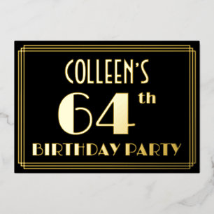 64ste verjaardagsfeest: Art Deco-uitstraling “64”, Folie Uitnodiging