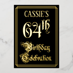 64ste verjaardagsfeest — Fantasievol script & aang Folie Uitnodiging