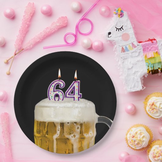 64th Birthday Beer op zwart papier Bord (Feest)