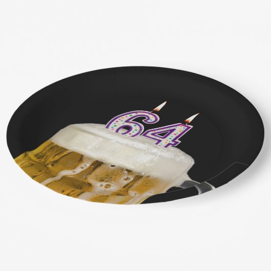 64th Birthday Beer op zwart papier Bord (Gekanteld)