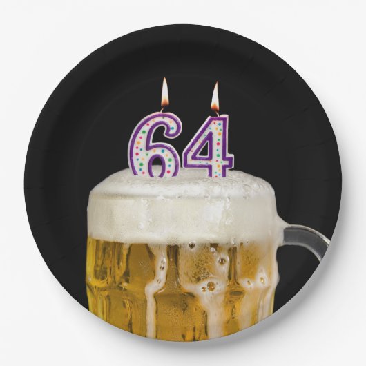 64th Birthday Beer op zwart papier Bord (Voorkant)