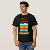 64th Birthday — Fun Cake & Candles, w/Custom Name T-shirt (Voorkant volledig)