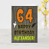 64th Verjaardag: Spooky Halloween Thema, aangepast Kaart (Gele Bloem)