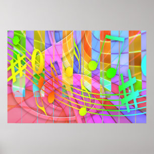 654580 COLORFUL MUZIEKNOTEN ACHTERGRONDEN WALLPAPE POSTER