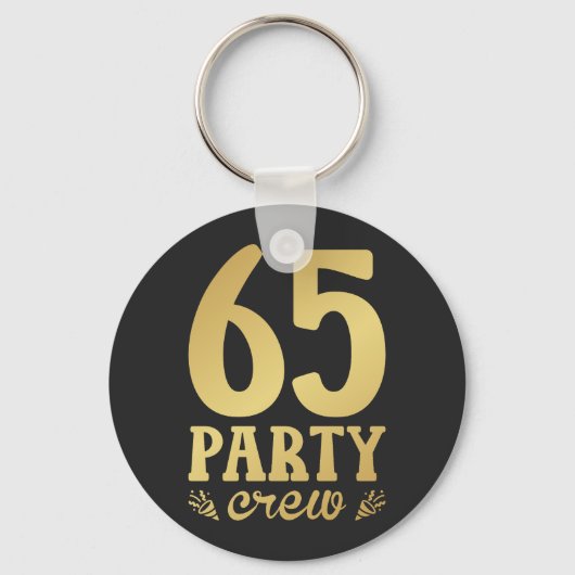 65 65e Birthday Button bij bemanningsleden Sleutelhanger (Voorkant)