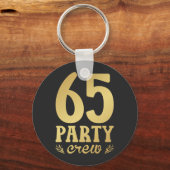 65 65e Birthday Button bij bemanningsleden Sleutelhanger (Voorkant)