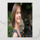 65 65th Birthday party white gold script Folie Uitnodiging (Achterkant)