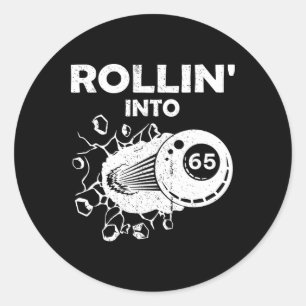 65 biljarten 65ste verjaardag Flaming Bill Ronde Sticker