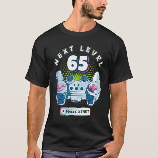 65 'Birthday Gamer Next Level 65'-gamingcontroller T-shirt (Voorkant)