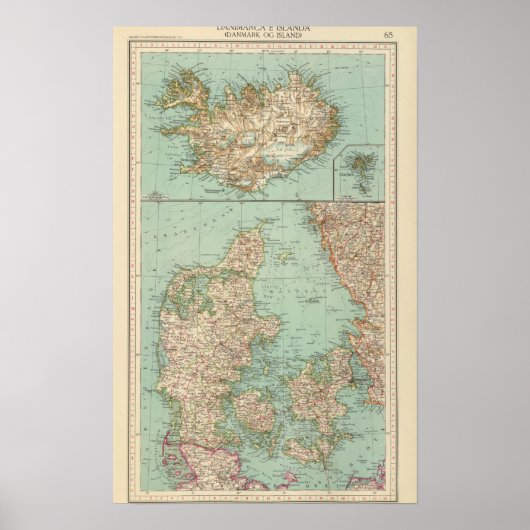 65 Denemarken, IJsland Poster (Voorkant)