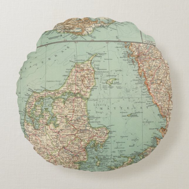 65 Denemarken, IJsland Rond Kussen (Voorkant)