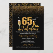 65. en Fabulous Birthday Invitation for Women Kaart (Voorkant / Achterkant)