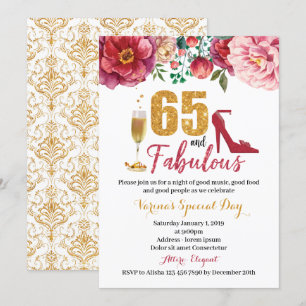 65. en Fabulous Birthday Invitation for Women Kaart
