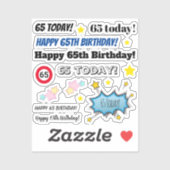 65 en Fabulous Multiple Birthday Stickers (Vel)