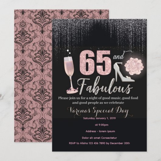 65 en fantastische verjaardagsuitnodiging voor vro kaart (Voorkant / Achterkant)