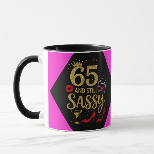 65 en nog steeds sassy Leuk verjaardagsgeschenk vo Mok (Links)