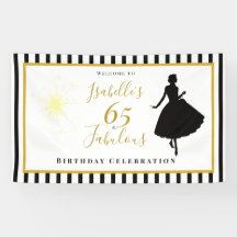 65 & Fabulous Verjaardagsbanner Zwart & Goud Decor