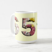 65 florale mijlpaal mok 65e verjaardag (Voorkant links)