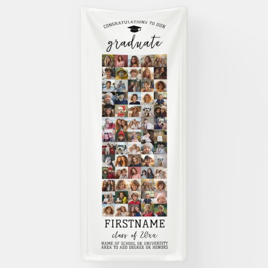 65 Foto Collage Afstuderen Modern Minimaal Wit Spandoek (Verticaal)