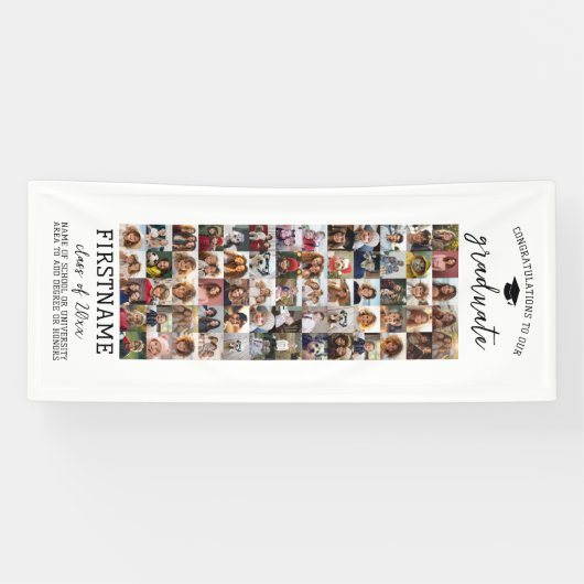 65 Foto Collage Afstuderen Modern Minimaal Wit Spandoek (Horizontaal)