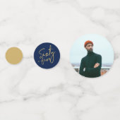 65 Gold & Navy Blue 65e verjaardagsfeest Confetti (Achterkanten)