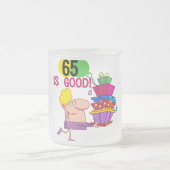 65 is Good Birthday Tshirts and Gifts Matglas Koffiemok (Center)