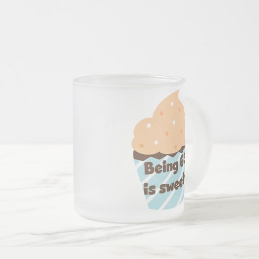 65 is Sweet Birthday T-shirts en cadeautjes Matglas Koffiemok (Voorkant rechts)