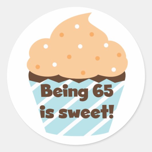 65 is Sweet Birthday T-shirts en cadeautjes Ronde Sticker (Voorkant)