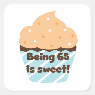65 is Sweet Birthday T-shirts en cadeautjes Vierkante Sticker