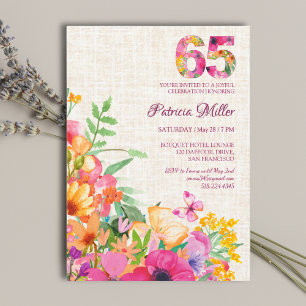 65 jaar Bloemen Bloemlinnen 65ste verjaardag Kaart