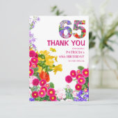 65 jaar Elegante Tuinbloem – 65ste verjaardag Bedankkaart (Staand voorkant)